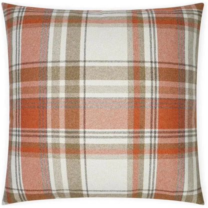 D.V. Kap Tartan Plaid Check Brown Copper Large Throw Pillow