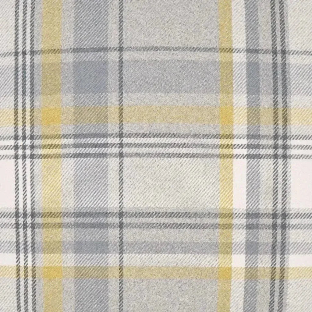 D.V. Kap Tartan Plaid Check Yellow Grey Large Throw Pillow