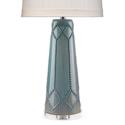 Teal Ceramic Hobnail Table Lamp - LOOMLAN - Jamie Young - Table Lamps