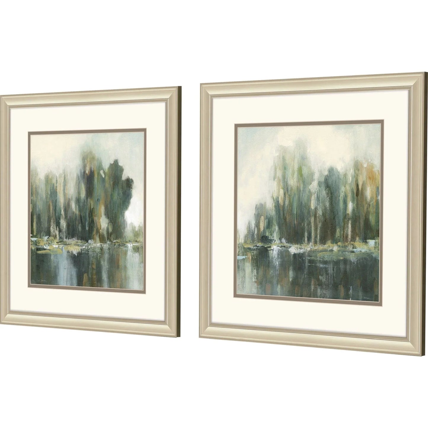 Textured Treeline Green Canvas Art 2PC