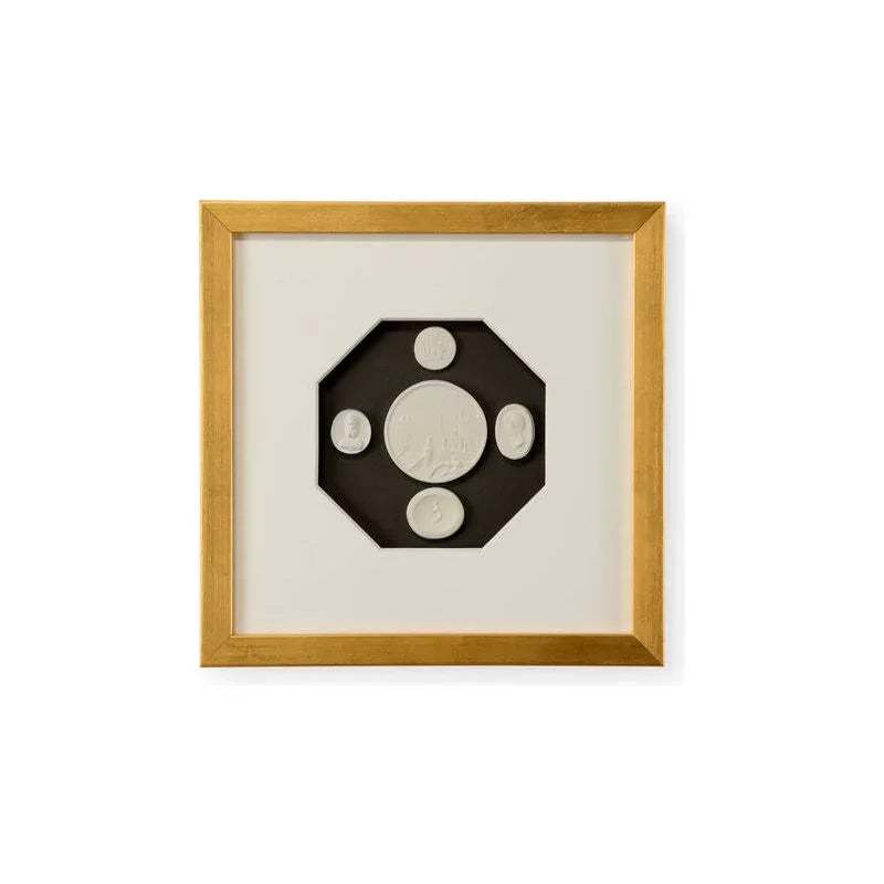 The Grand Tour Intaglios Gold Leaf Framed Artwork-Framed Wall Art-Chelsea House-Intaglios IV-Square-LOOMLAN