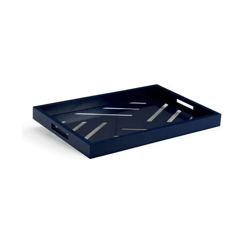 Tidewater Blue Painted Wooden Tray - LOOMLAN - Chelsea House - Trays