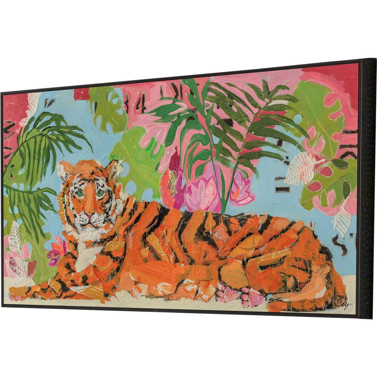 Tiger at Rest Wood Orange Framed Wall Art -- view 3