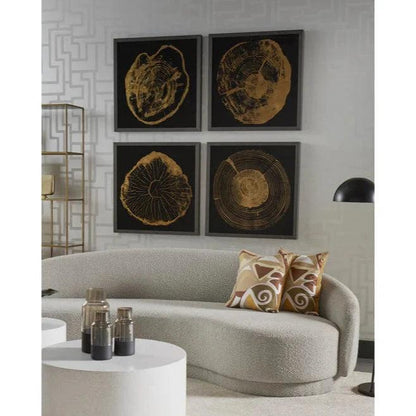 Time Lines Set Of 4 Luxe Art Charcoal-Framed Wall Art-SUNPAN-LOOMLAN