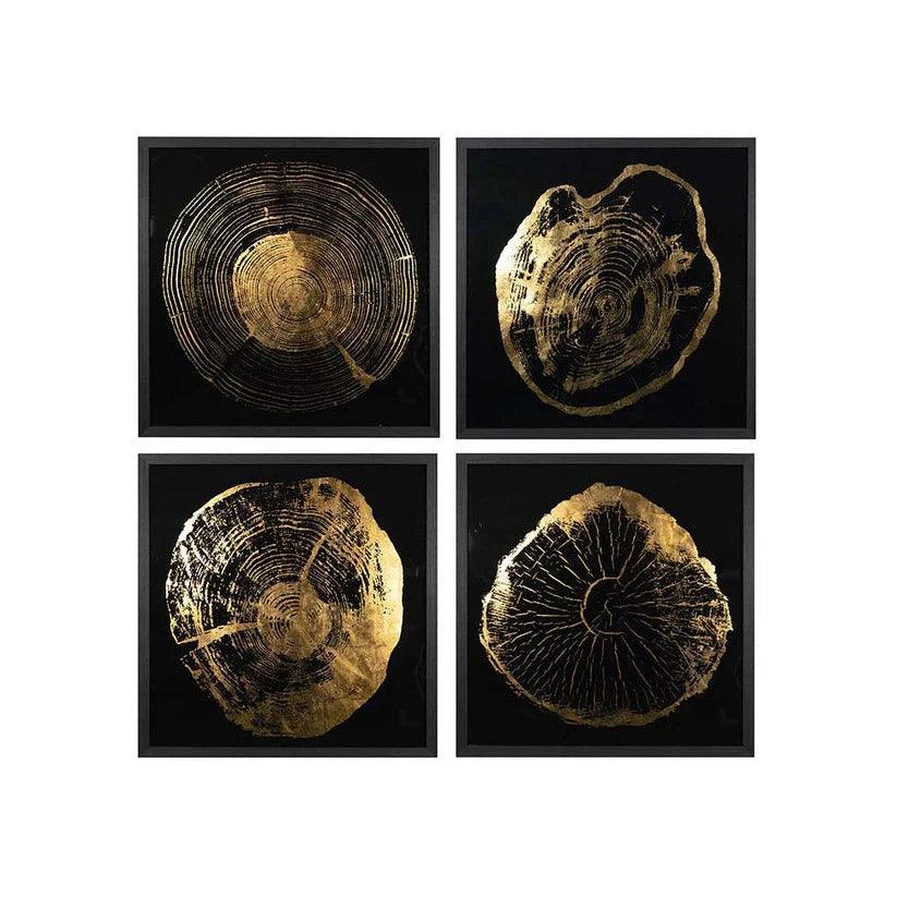 Time Lines Set Of 4 Luxe Art Charcoal-Framed Wall Art-SUNPAN-LOOMLAN