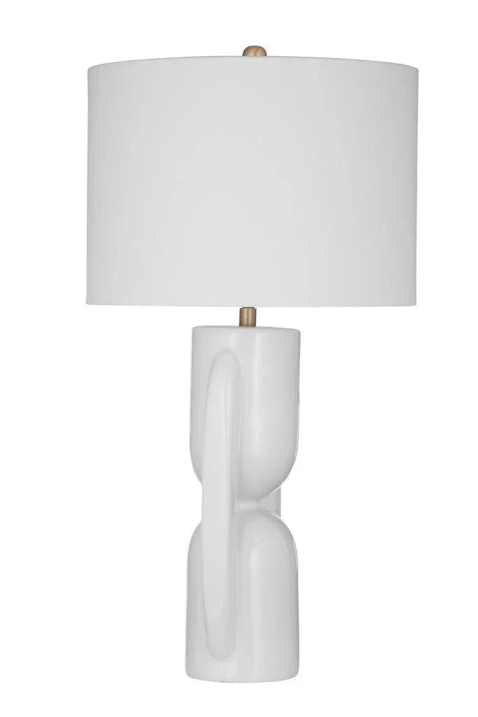 Tolland Glossy White Finish Table Lamp - LOOMLAN - Bassett Mirror - Table Lamps
