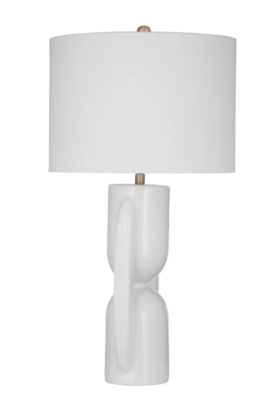 Tolland Glossy White Finish Table Lamp - LOOMLAN - Bassett Mirror - Table Lamps