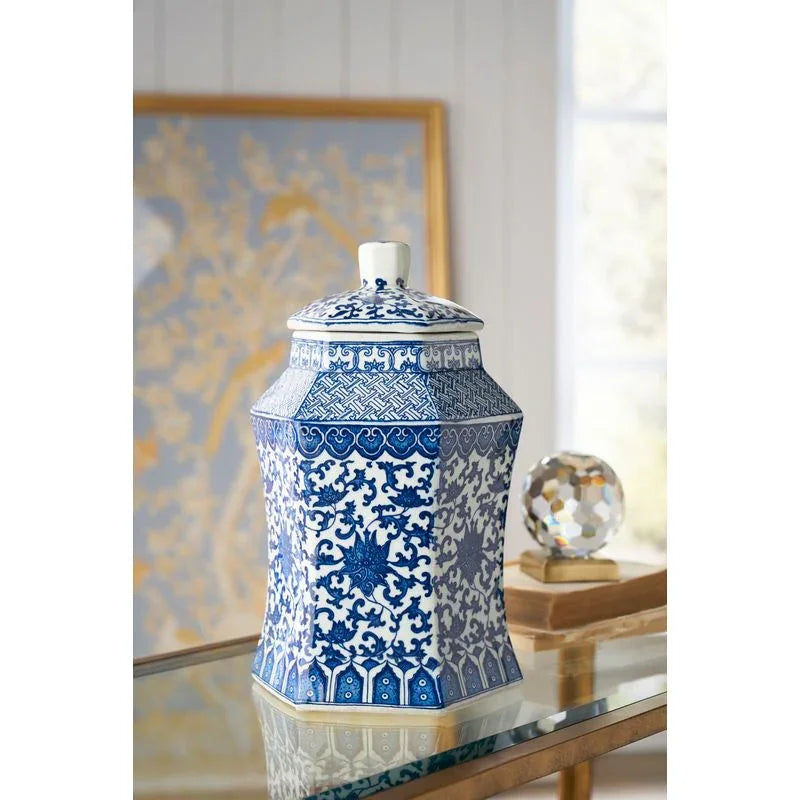 Tower Hexagonal Porcelain Vase - LOOMLAN - Chelsea House - Vases & Jars