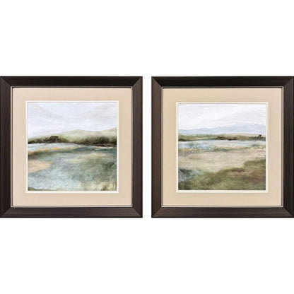 Tranquil Valley Views Green Canvas Art 2PC