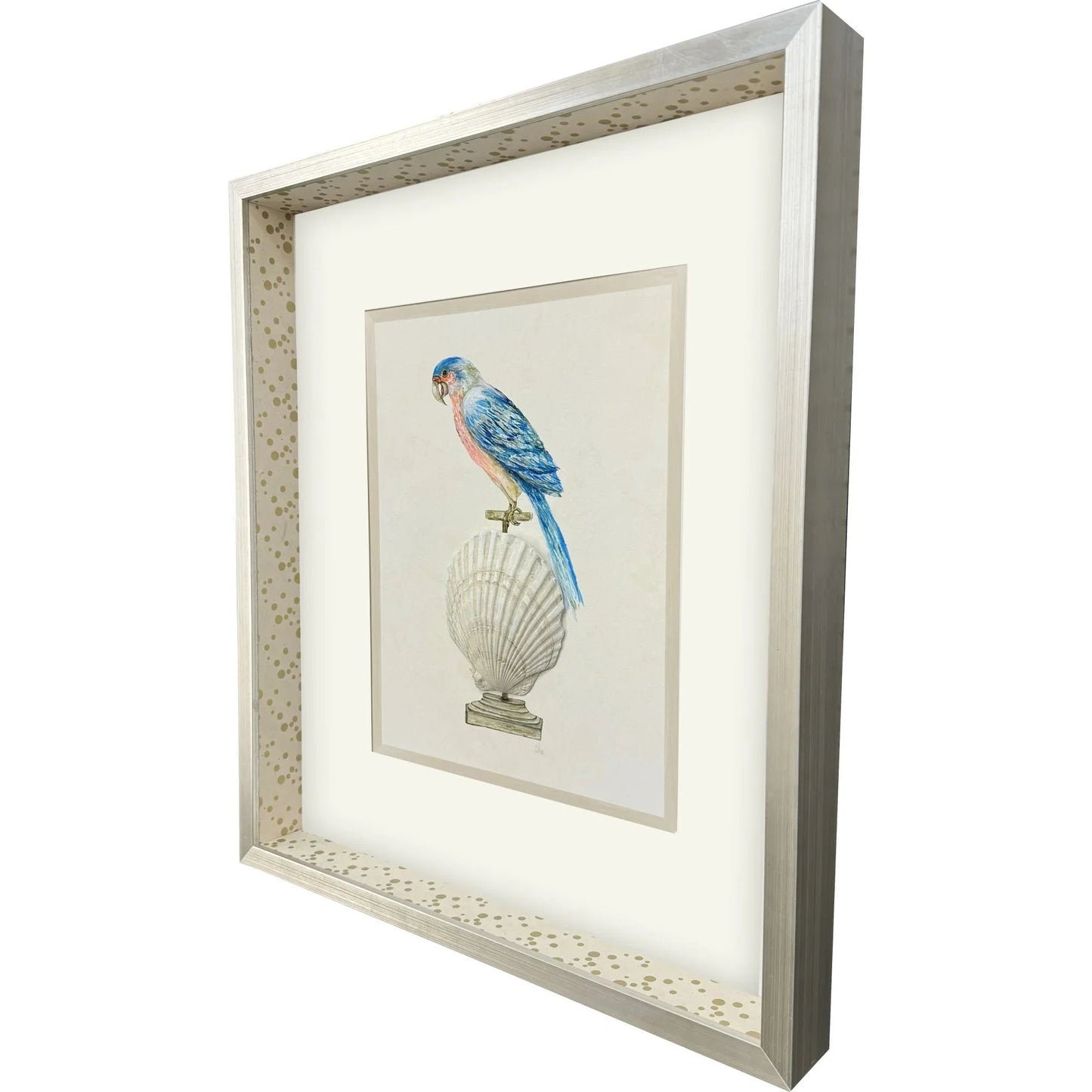 Treasure Parrot IV Wood Frame Blue Canvas Art