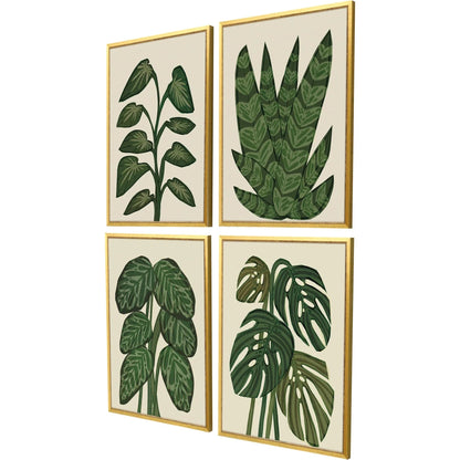 Tropical Abundance Wood Frame Green Canvas Art 4PC