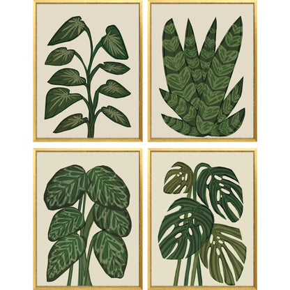 Tropical Abundance Wood Frame Green Canvas Art 4PC