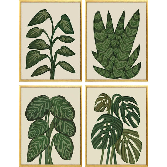 Tropical Abundance Wood Frame Green Canvas Art 4PC
