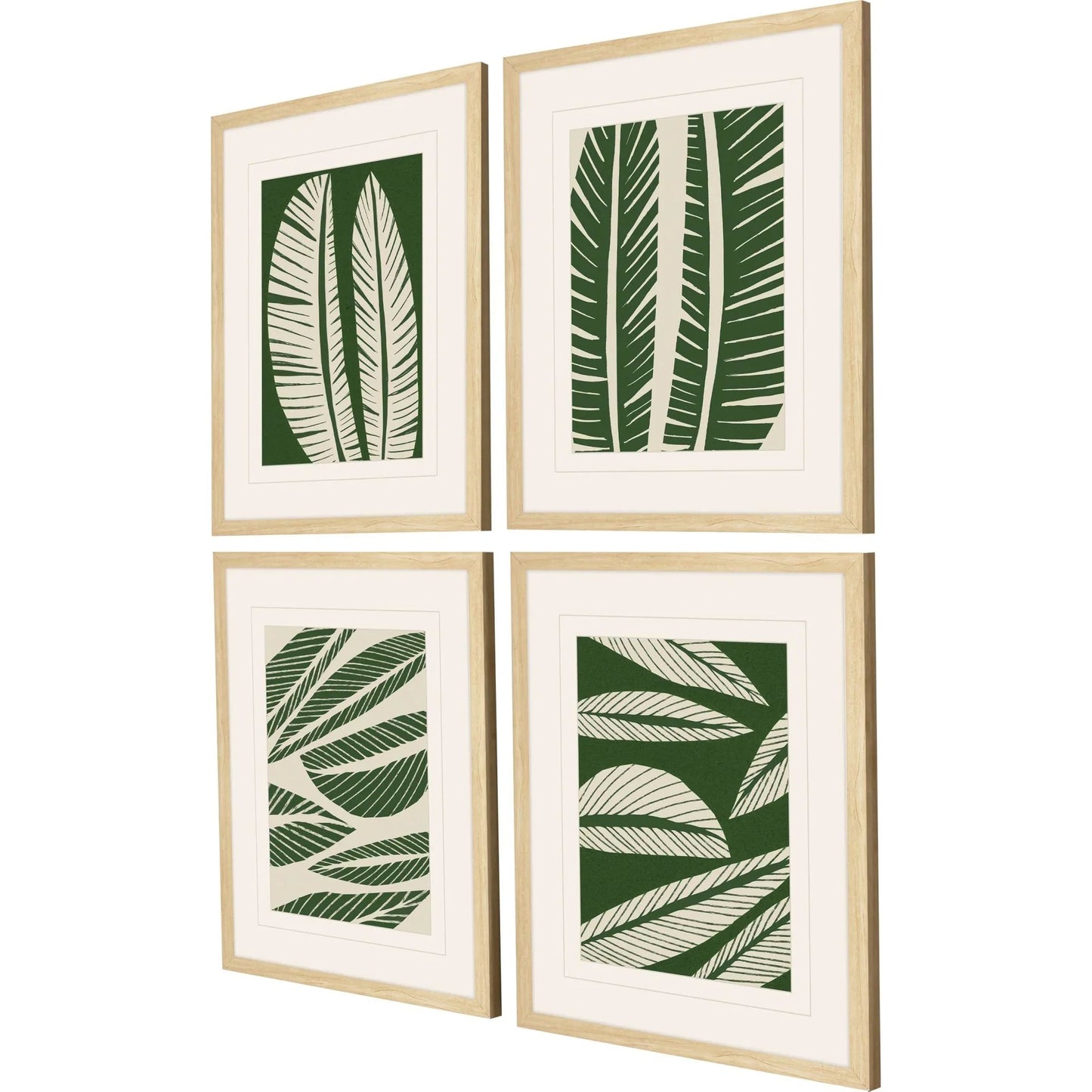 Tropical Flourish Green Canvas Art 4PC