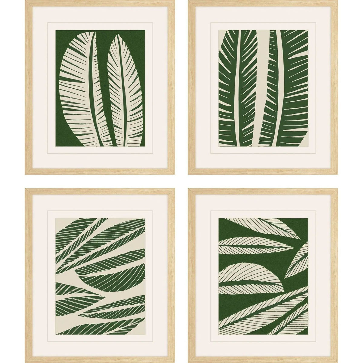 Tropical Flourish Green Framed Wall Art 4PC