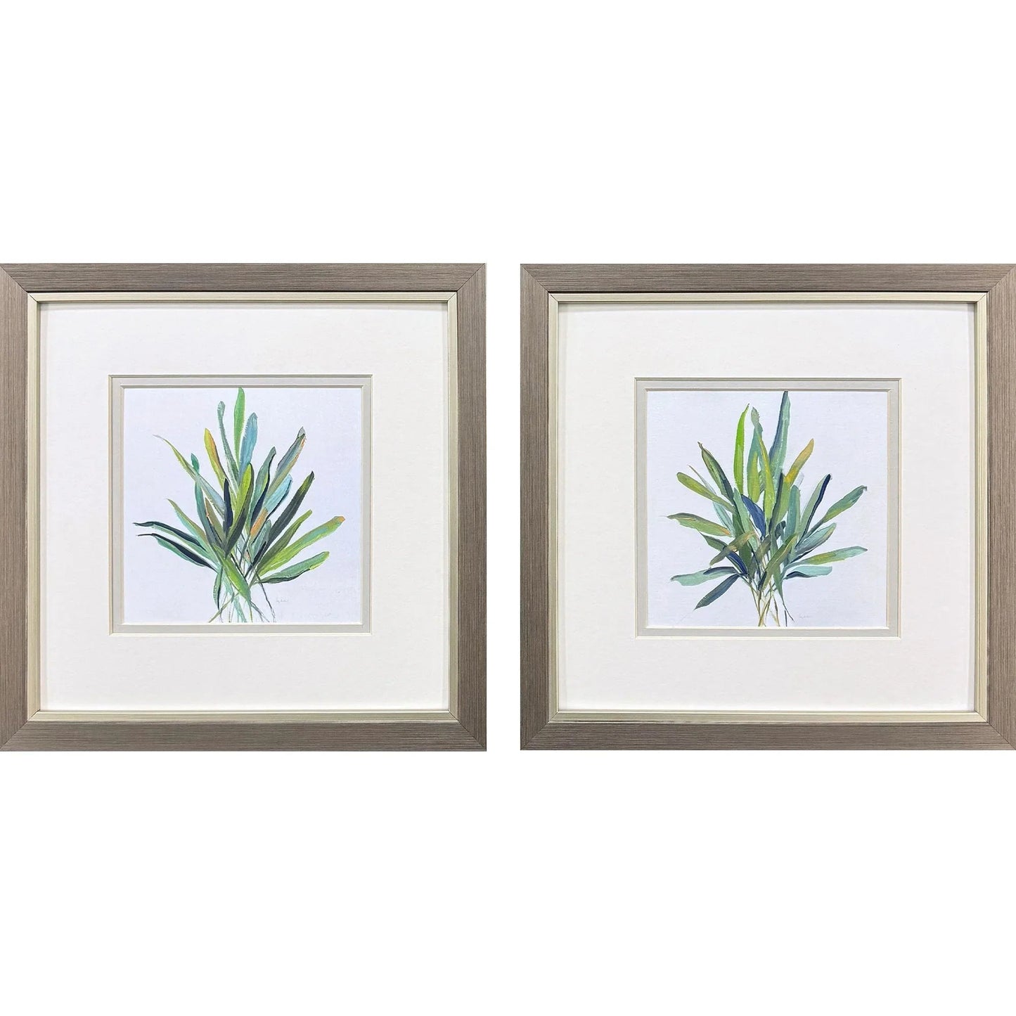 Tropical Leaves Green Canvas Art 2PC