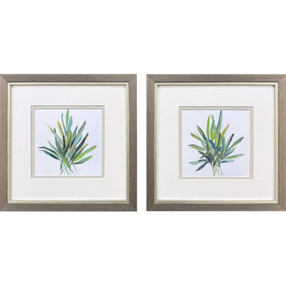 Tropical Leaves Green Canvas Art 2PC