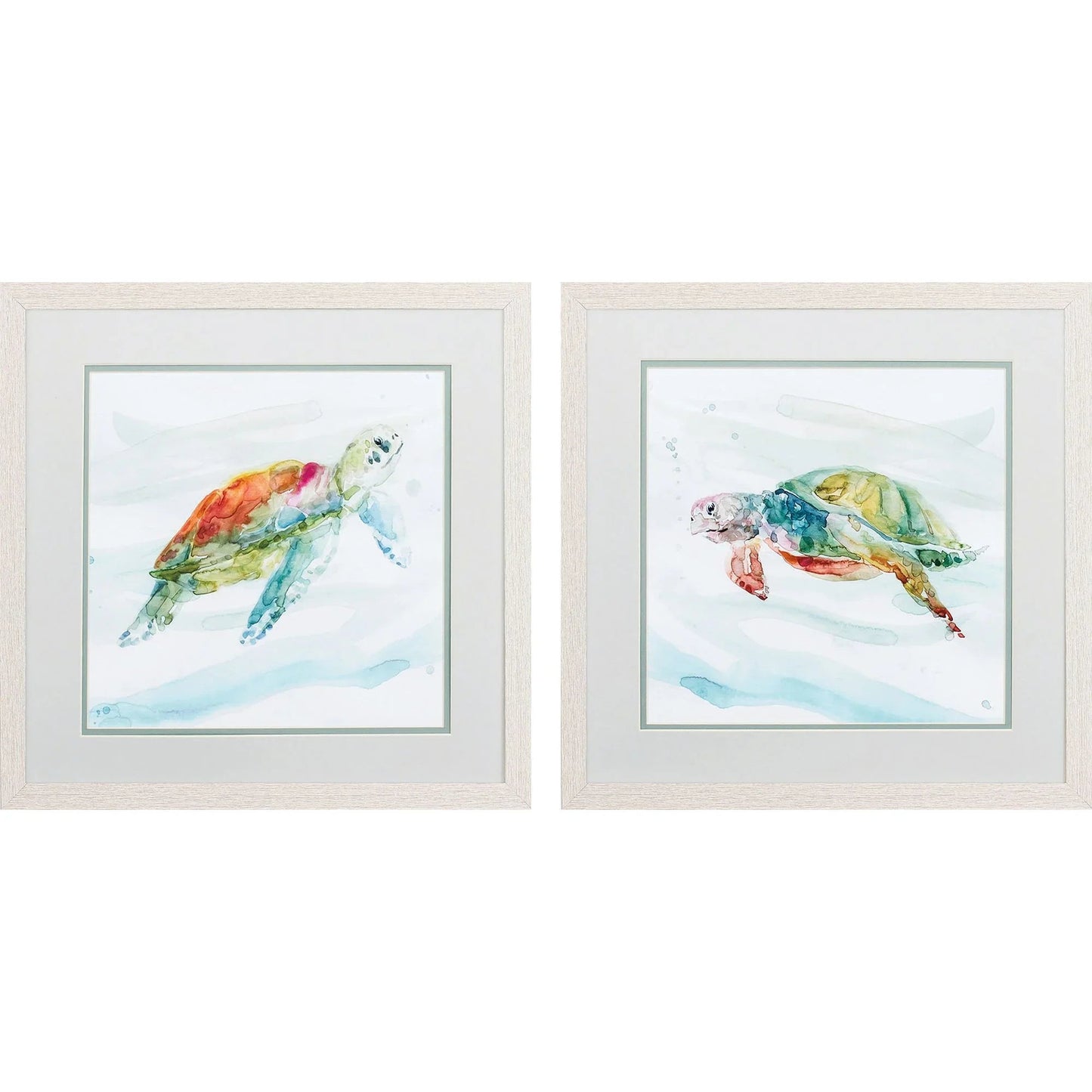 Turtle Tropics Blue Canvas Art 2PC