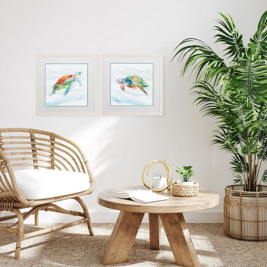 Turtle Tropics Blue Framed Wall Art 2PC -- view 2
