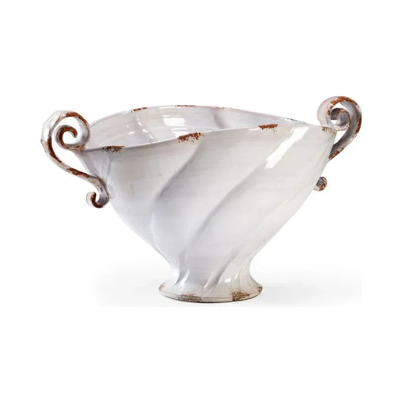 Tuscan Antique White Ceramic Oval Bowl - LOOMLAN - Chelsea House - Boxes & Bowls