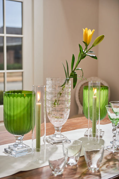 Two Piece Clear Glass Candleholder with Cylinder 4PC