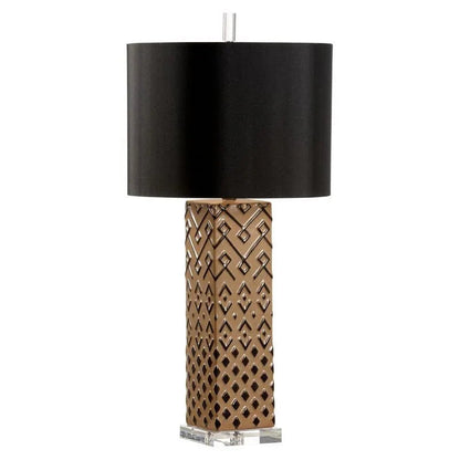 Ujamaa Square Base Brown Table Lamp - LOOMLAN - Wildwood - Table Lamps