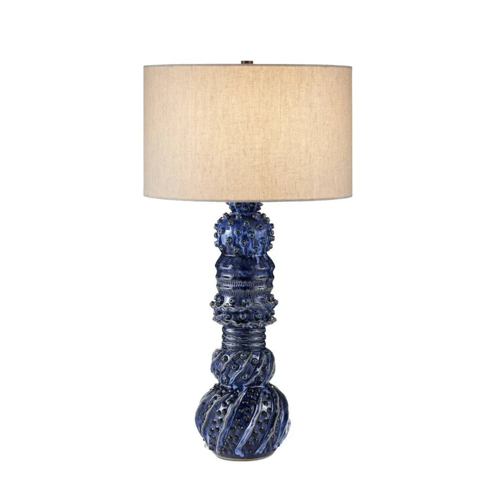 Undersea Dark Blue Ceramic Table Lamp - LOOMLAN - Currey & Co - Table Lamps