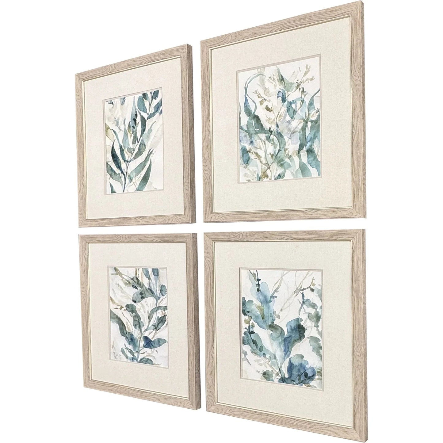 Underwater Botany Blue Canvas Art 4PC