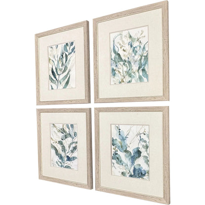 Underwater Botany Blue Canvas Art 4PC