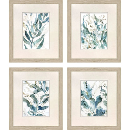 Underwater Botany Blue Canvas Art 4PC
