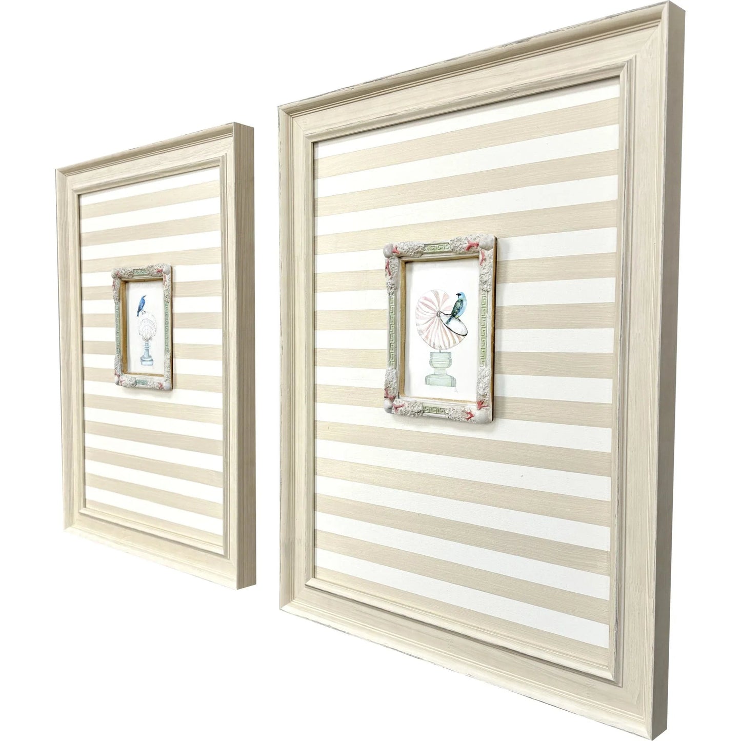 Underwater Collage Wood Frame Blue Canvas Art 2PC