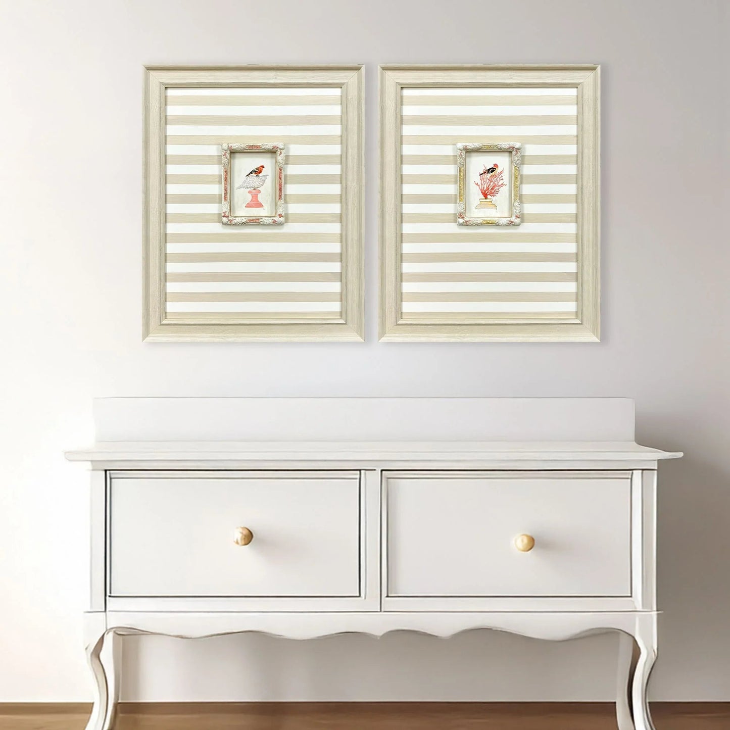 Underwater Collage Wood Frame Blue Canvas Art 2PC