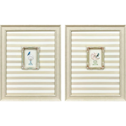 Underwater Collage Wood Frame Blue Canvas Art 2PC