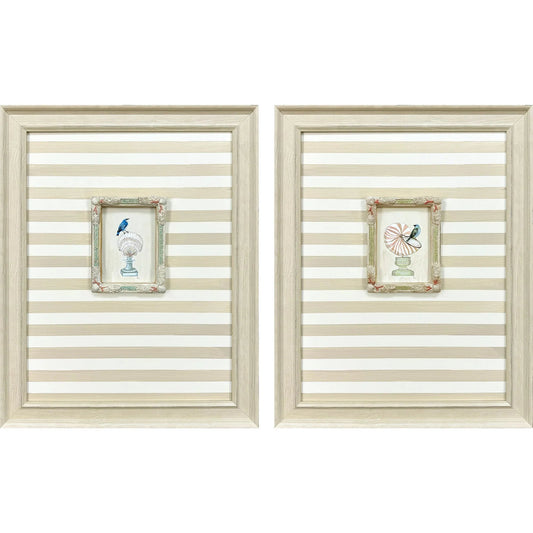 Underwater Collage Wood Frame Blue Canvas Art 2PC