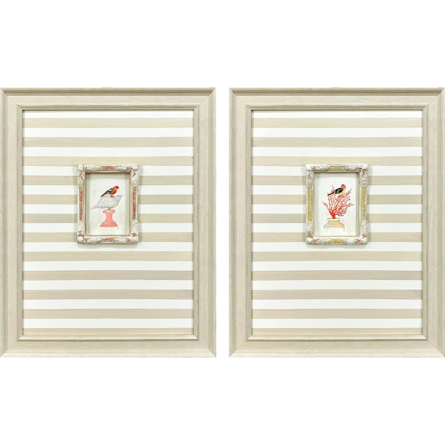 Underwater Collage Wood Frame Blue Canvas Art 2PC