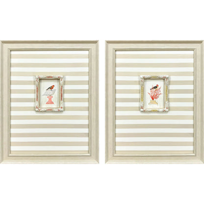 Underwater Collage Wood Frame Blue Canvas Art 2PC