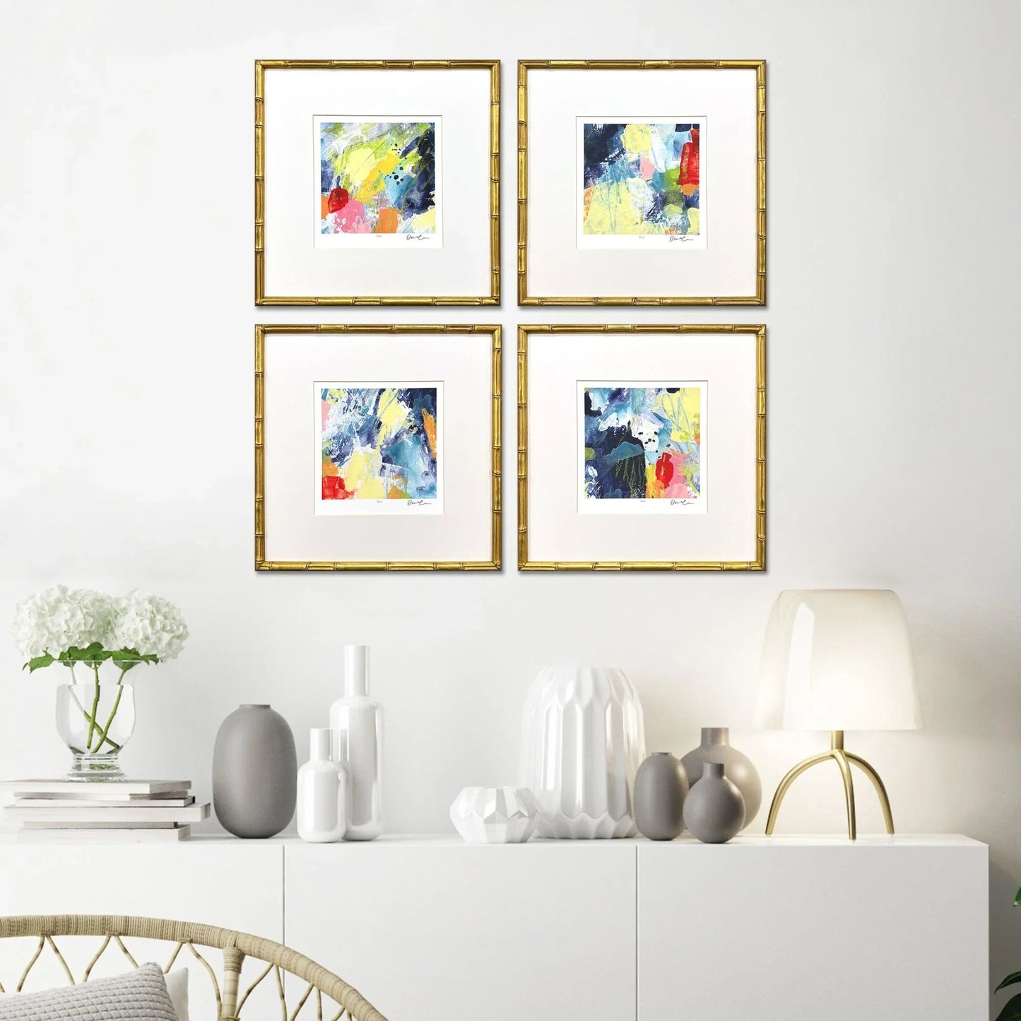Unfettered Wood Frame Blue Canvas Art 4PC