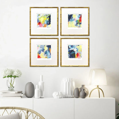 Unfettered Wood Frame Blue Canvas Art 4PC