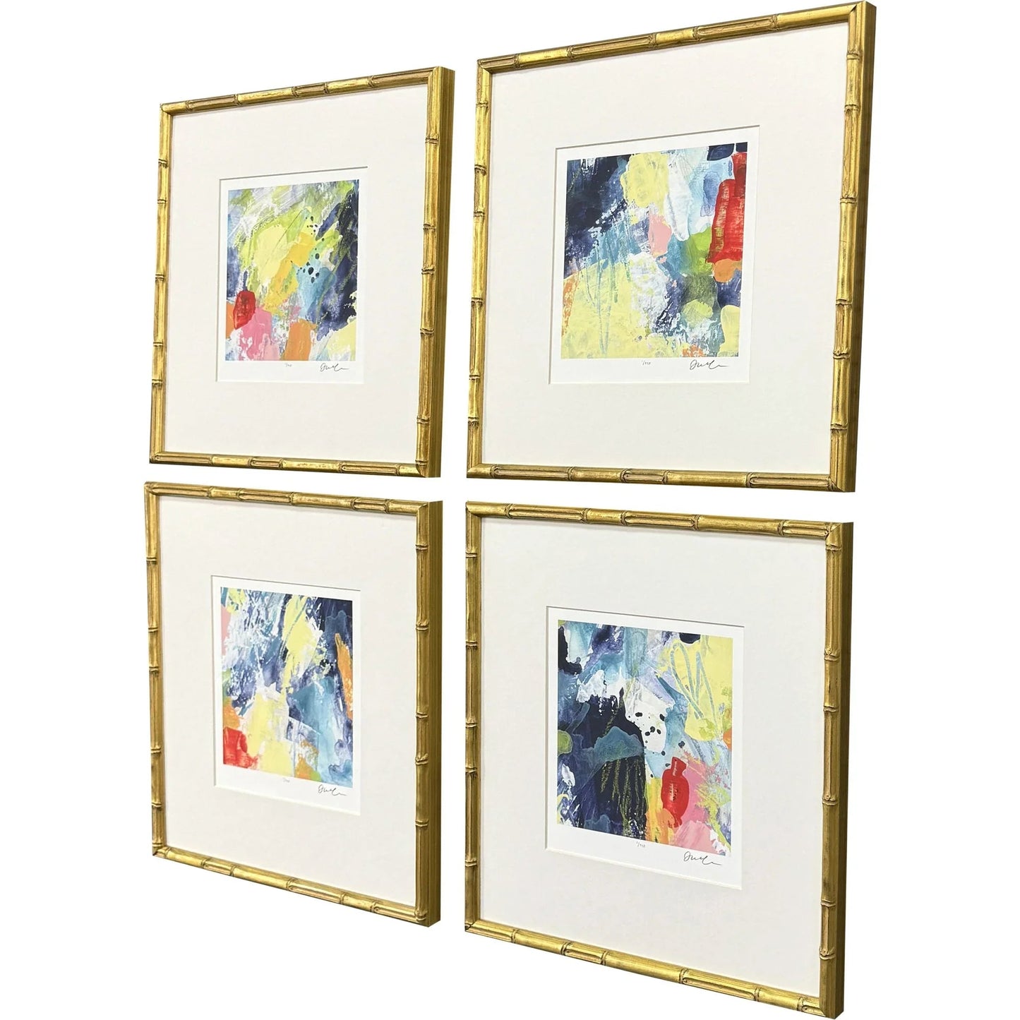 Unfettered Wood Frame Blue Canvas Art 4PC