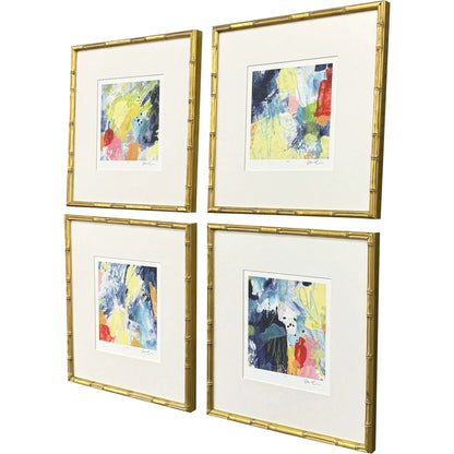 Unfettered Wood Frame Blue Canvas Art 4PC