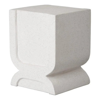 Uri 18 in. Square Terrazzo Garden Stool-Garden Stools-Emissary-Terrazzo White-LOOMLAN