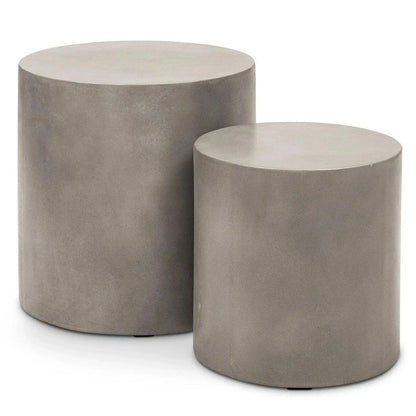 Urbia Una Concrete Round Garden Stools (Set of 2)