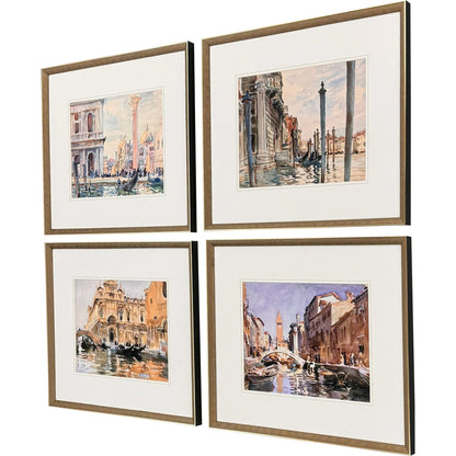 Venice Wood Frame Blue Canvas Art 4PC
