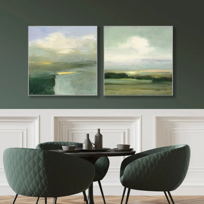 View Wood Frame Green Canvas Art 2PC