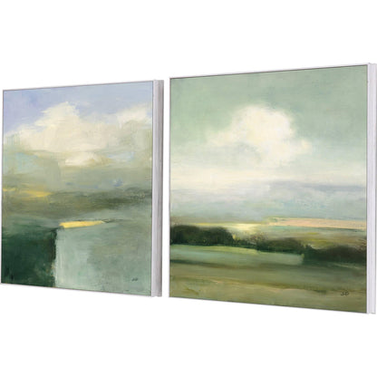 View Wood Frame Green Canvas Art 2PC