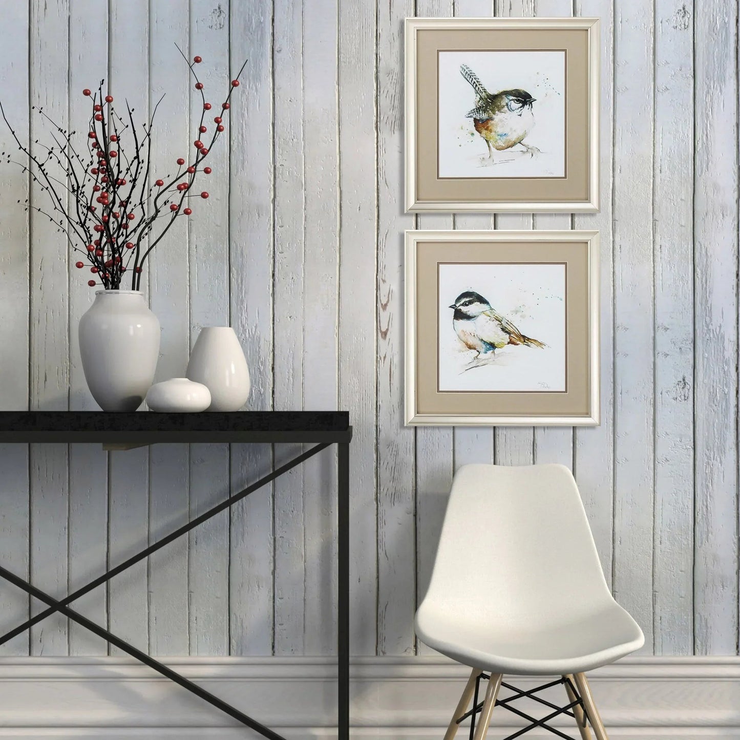 Watercolor Mountain Neutral Canvas Art 2PC