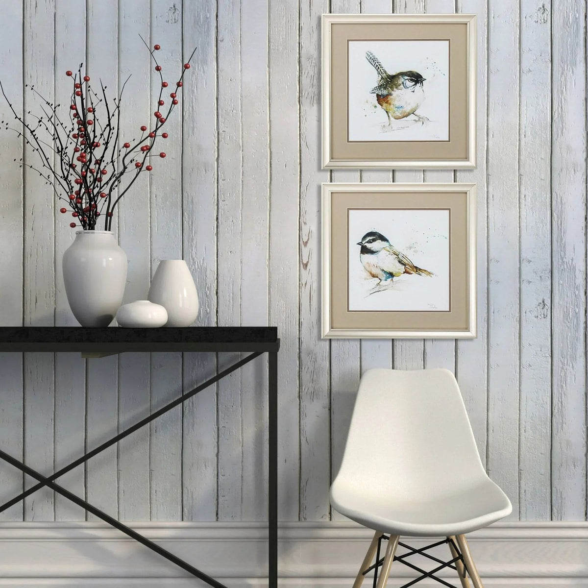 Watercolor Mountain Neutral Framed Wall Art 2PC -- view 2