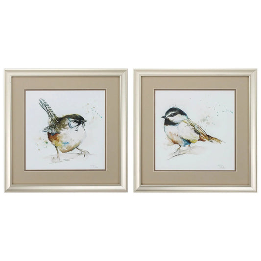 Watercolor Mountain Neutral Framed Wall Art 2PC