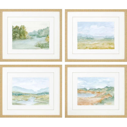 Watercolour Green Canvas Art 4PC