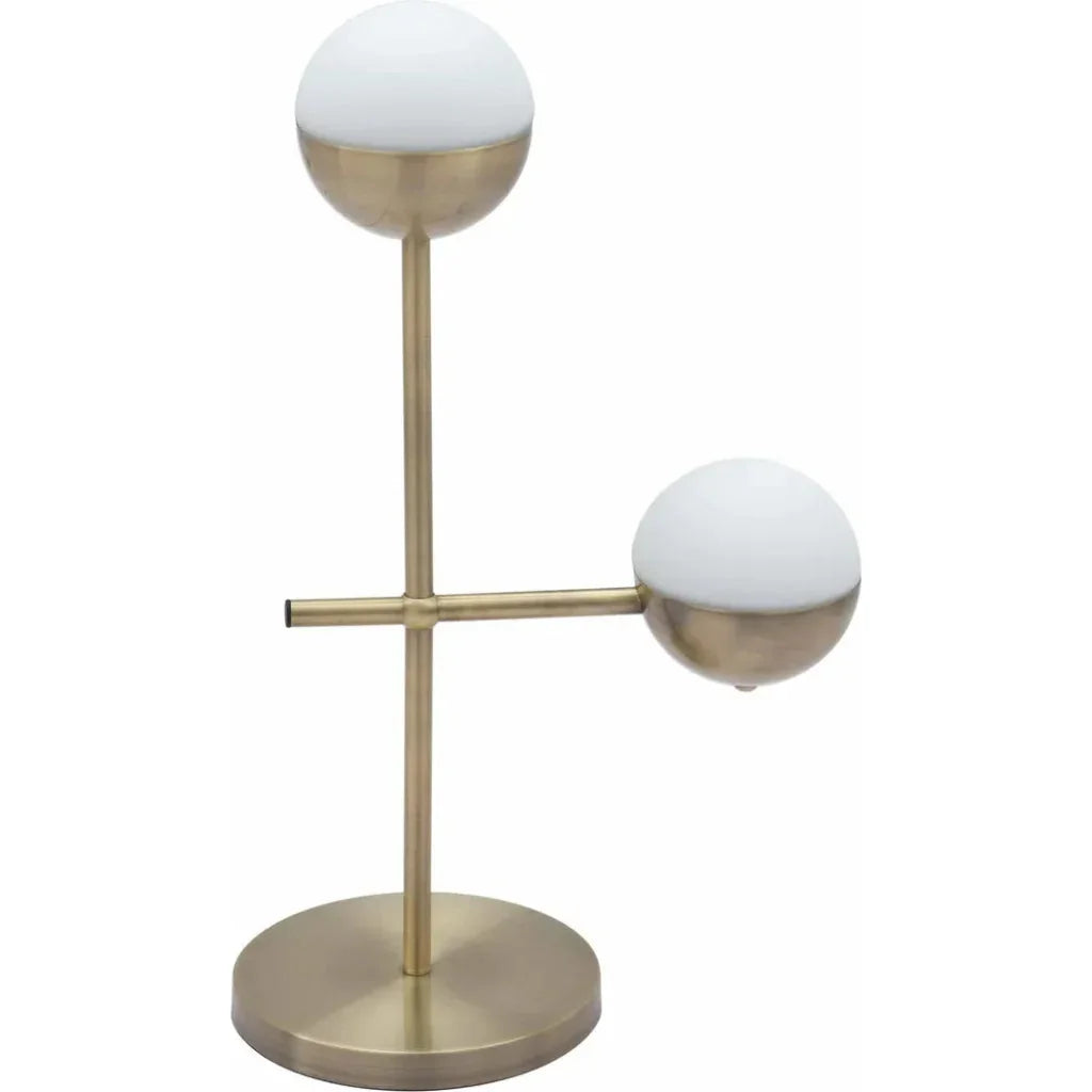 Waterloo Table Lamp White & Brushed Bronze - LOOMLAN - Zuo Modern - Table Lamps